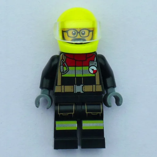 Firefighter (Black Fire Suit, Vibrant Yellow Helmet)