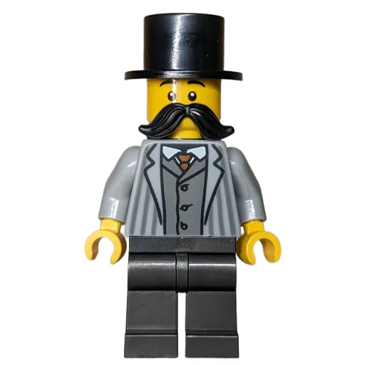 Passenger (Light Bluish Grey Torso, Pearl Titanium Legs, Black Hat, Moustache)