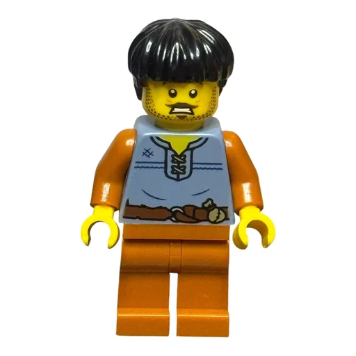 Cart Driver (Sand Blue Torso, Dark Orange Legs, Black Hair)