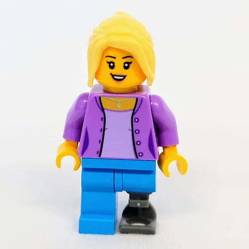 Medium Lavender Torso (Dark Azure Leg, Prosthetic Leg, Bright Light Yellow Hair)