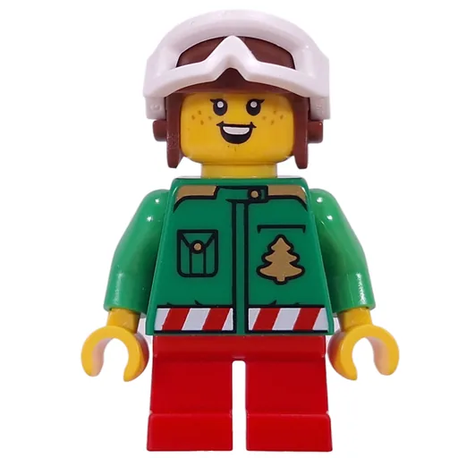 Elf (Bright Green Torso, Red Legs, Aviator Cap)