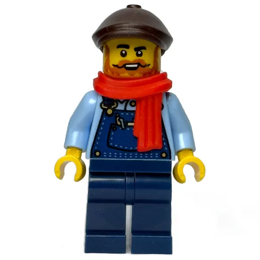 Train Driver (Dark Blue Overall, Reddish Brown Cap, Scarf)