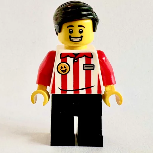 Popcorn Seller (White/Red Torso, Black Legs, Black Hair)