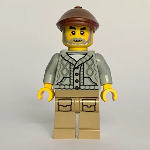 Man (Old, Light Bluish Grey Torso, Dark Tan Legs, Reddish Brown Cap)