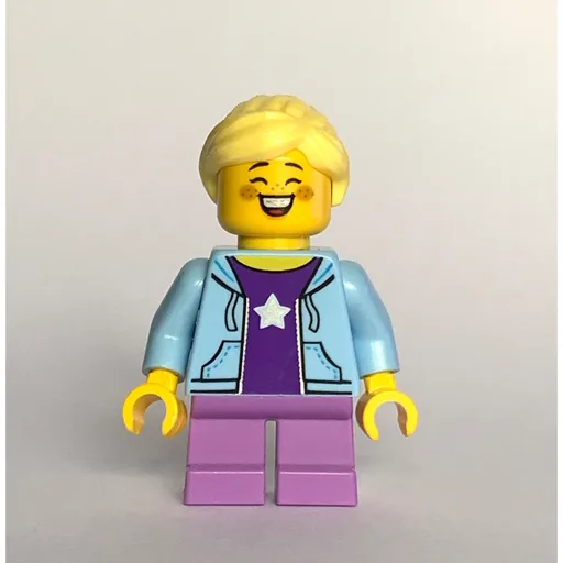 Kid (Bright Light Blue Torso, Medium Lavender Legs, Bright Light Yellow Hair)