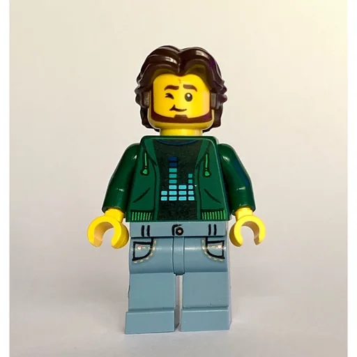 Man (Dark Green Torso, Sand Blue Legs, Dark Brown Hair)