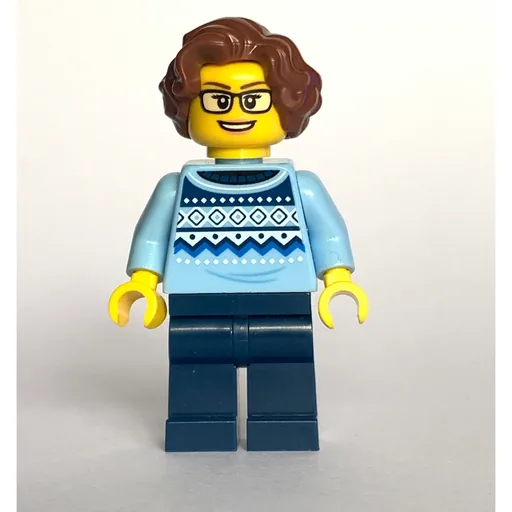 Woman (Bright Light Blue Torso, Dark Blue Legs, Reddish Brown Hair)