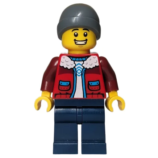 Red Torso (Dark Blue Legs, Dark Bluish Grey Beanie)