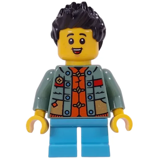 Kid (Sand Green Torso, Medium Azure Legs, Black Hair)