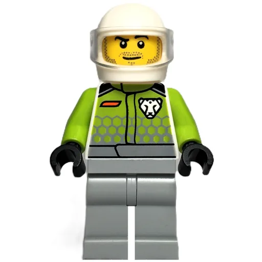 Race Driver (Lime Jacket, Light Bluish Gray Legs, White Helmet)