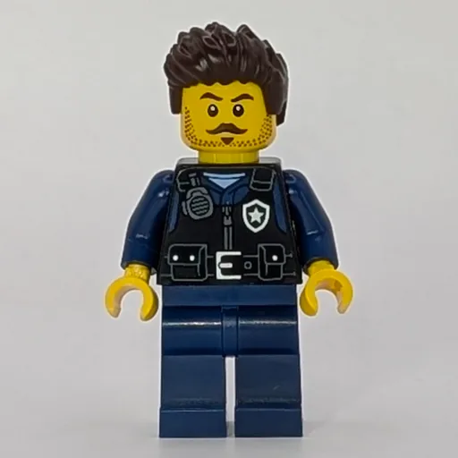 Police Officer (Black Vest, Dark Blue Legs, Dark Brown Hair, Moustache)