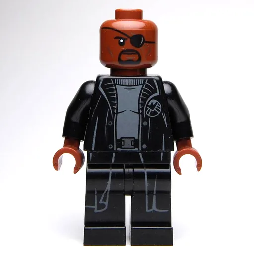 Nick Fury in Long Black Coat Over Gray Sweater (No Line on Hips)