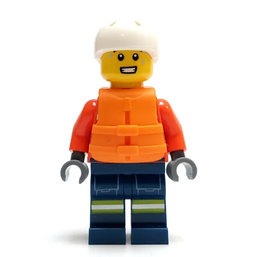 Lifeguard (Reddish Brown Torso, Dark Blue Legs, Dark Brown Hair, Life Vest)