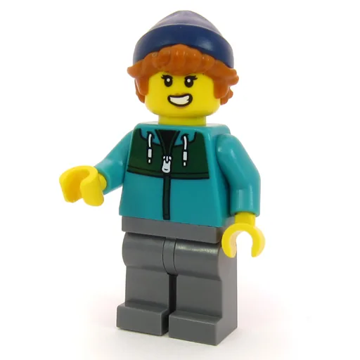 Passenger (Dark Turquoise Torso, Dark Bluish Grey Legs, Dark Blue Beanie)