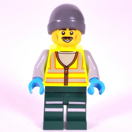 Snowplow Driver (Lime Safety Vest, Dark Green Legs, Dark Bluish Grey Beanie)