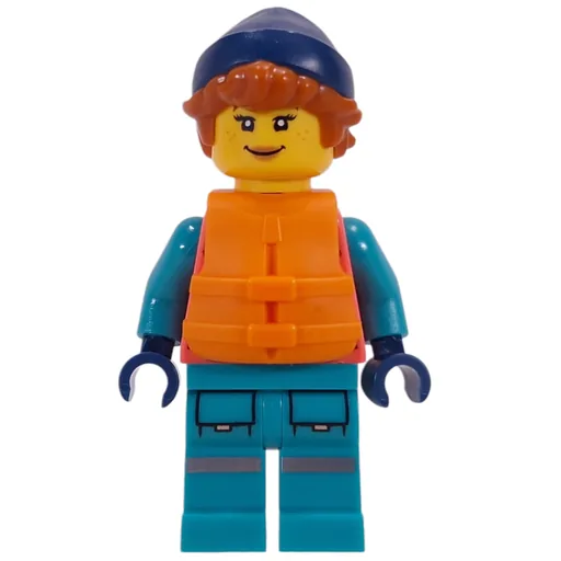 Arctic Explorer (Coral Torso, Dark Turquoise Legs, Dark Blue Beanie, Life Vest)