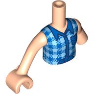 Minidoll Torso with Left Limb Reduction, Light Nougat Arms and Hand with Blue/Bright Light Blue Plaid Shirt print (100811c01pr0009)
