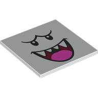 Tile 6 x 6 with Bottom Tubes with King Boo Face, Dark Pink Tongue Print (10202pr9999)