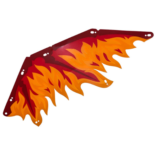 Wing, Dragon, Dark Red Limbs, Red, Orange and Trans-Orange Flame Membranes Print (1034695a)