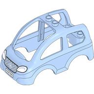 Duplo Car Body 4 x 8 x 3 with 2 Top Studs, Silver Grille, White Headlights and License Plate Print (104384pr0005)