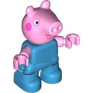 Duplo Figure Child, Pig with Dark Pink Cheeks, Small Smile print (George Pig) (105001pr0001)