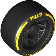 Wheel Rim 24 x 13.4 with Black Slick Tyre with Yellow 'PIRELLI' print (105162pr0001)
