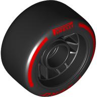 Wheel Rim 24 x 13.4 with Black Slick Tyre with Red 'PIRELLI' print (105162pr0002)