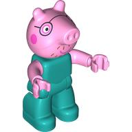 Duplo Figure, Pig with Dark Pink Cheeks, Glasses print (105412pr0002)