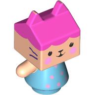 Figure, Kitten with Light Nougat Square Head, Dark Pink Hair/Roof print (107527pr0001)