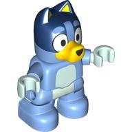 Duplo Figure Dog Small with Dark Blue Head, Light Aqua Chest, Hands (Bluey) (109860pr0001)