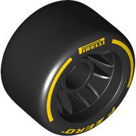 Wheel Rim 24 x 14.9 Wide with Black Slick Tyre with Yellow 'PIRELLI' print (110100pr0001)