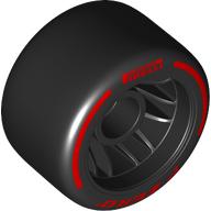 Wheel Rim 24 x 14.9 Wide with Black Slick Tyre with Red 'PIRELLI' print (110100pr0002)