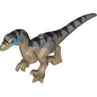 Animal, Dinosaur, Raptor, Adult with Dark Bluish Grey Tail, Black Markings, Blue Face print (110242pr0001)