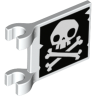 Flag 2 x 2 Square [Thick Clips] with Skull and Crossbones (Jolly Roger) without Lower Jaw Print (11055pr0011)