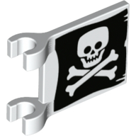 Flag 2 x 2 Square [Thick Clips] with Skull and Crossbones (Jolly Roger) print, Dual Sided (11055pr9999)