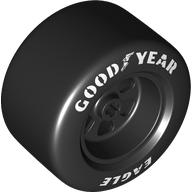 Wheel Rim 50 x 30 Wide with Black Slick Tyre with 'EAGLE', 'GOOD YEAR' print (110638pat0001pr0001)
