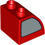 Duplo Brick 2 x 2 x 1 1/2 with Curved Top and Silver Window Print on Both Sides (11170pr0002)