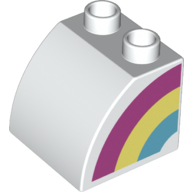 Duplo Brick 2 x 2 x 1 1/2 with Curved Top with Rainbow on Left Side Print (11170pr0013)