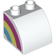 Duplo Brick 2 x 2 x 1 1/2 with Curved Top with Rainbow on Right Side Print (11170pr0014)