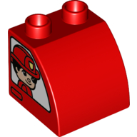 Duplo Brick 2 x 2 x 1 1/2 with Curved Top with Firefighters, Male on Right, Female on Left Print (11170pr0017)