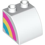Duplo Brick 2 x 2 x 1 1/2 with Curved Top with Rainbow on Right Side, Rain Cloud on Left Side Print (11170pr0022)