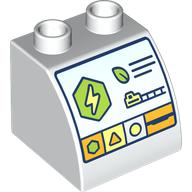 Duplo Brick 2 x 2 x 1 1/2 with Control Screen, Lightning Bolt, Leave, train, Shapes print (11170pr0023)