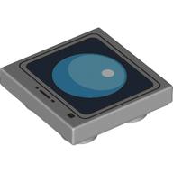 Tile Special 2 x 2 Inverted with Computer Screen, Bright Light Blue Sphere on Black Background print (11203pr0024)