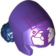Helmet with Hair Double Buns Dark Blue, White Spider-Fangs, Dark Pink Webbings print (112132pr0001)