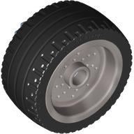 Wheel 18 x 12 with Pin Hole and Stud with Black Tyre and Bright Light Blue Axle (112355c01)
