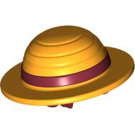 Straw Hat with Dark Red Hair, Dark Red Band pattern (112400pat0001)