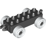 Duplo Car Base 2 x 6 with Fake Bolts, Open Hitch End and White Wheels (11248c05)