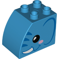 Duplo Brick 2 x 3 x 2 with Curved Top with Elephant Face Print (11344pr0013)