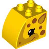 Duplo Brick 2 x 3 x 2 with Curved Top and Dark Orange Spots and Giraffe Face Print (11344pr0014)