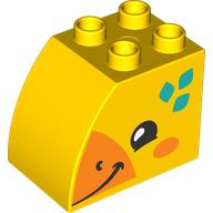 Duplo Brick 2 x 3 x 2 with Curved Top and Bright Light Orange and Medium Azure Spots and Giraffe Face Print (11344pr0016)